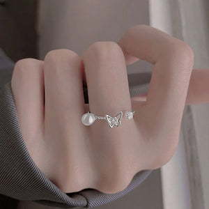 925 Silver Ring Women Butterfly Ring Open Size