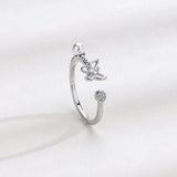 925 Silver Ring Women Butterfly Ring Open Size