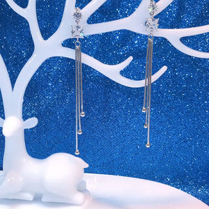 925 Silver Tassel Drop Earrings Colorful Cubic Zirconia Stud Eardrop