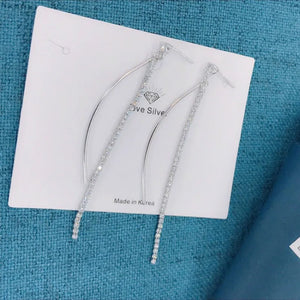 925 Silver Tassel Drop Earrings Colorful Zircon Stud Eardrop