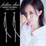925 Silver Tassel Drop Earrings Colorful Zircon Stud Eardrop