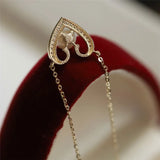 925 Silver Zircon Heart Pendant Necklace Freshwater Pearl Clavicle Chain