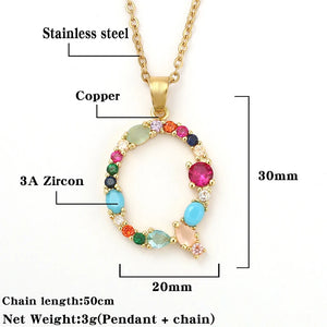 A-Z Capital Alphabet Letter Name Necklace Bohemia Colorful Pendant