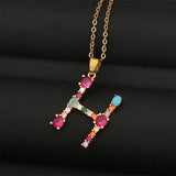 A-Z Capital Alphabet Letter Name Necklace Bohemia Colorful Pendant