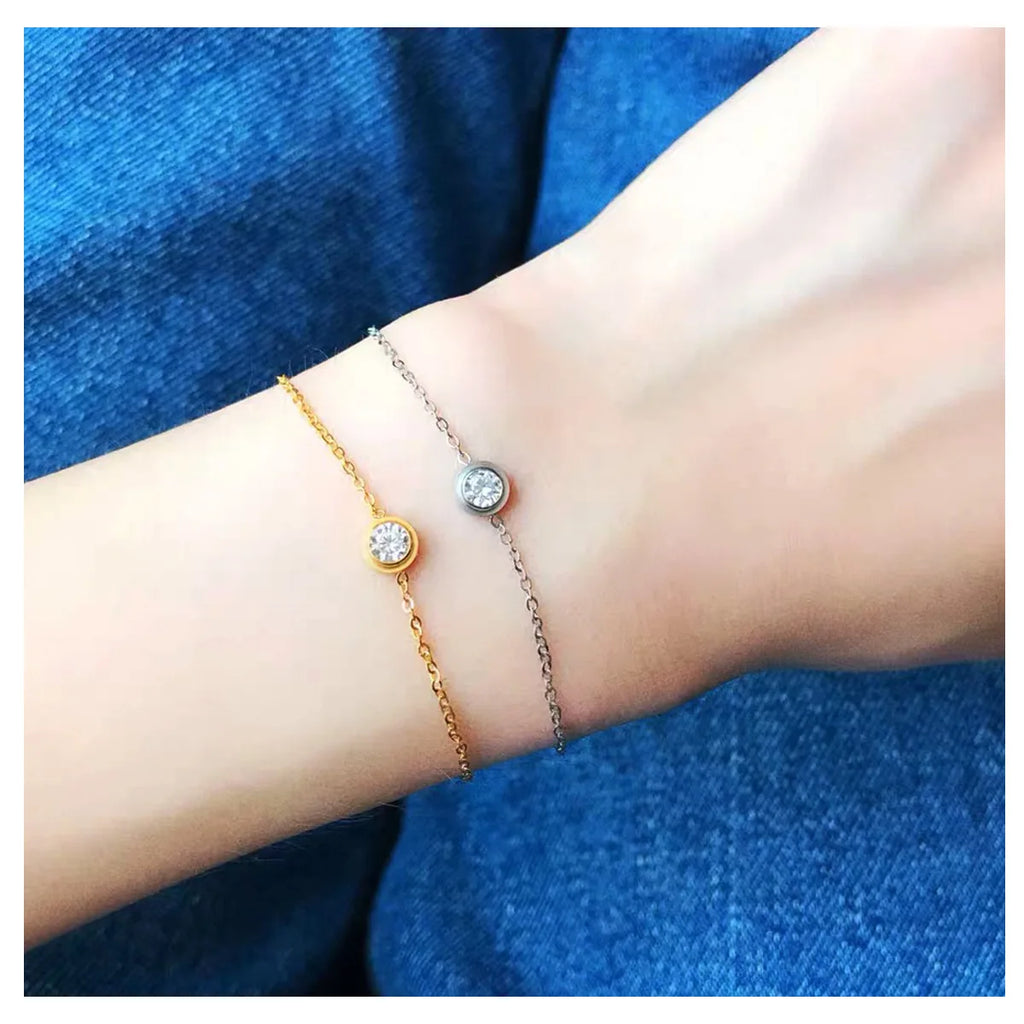 AAA+ CZ Chain Bracelet Charm Stainless Steel Jewelry for Women