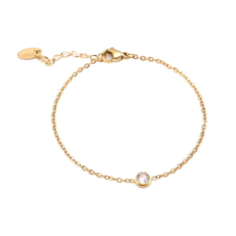 AAA+ CZ Chain Bracelet Charm Stainless Steel Jewelry for Women