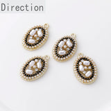 Alloy Pearl Oval Hollow Pendant for DIY Earrings Necklace