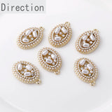 Alloy Pearl Oval Hollow Pendant for DIY Earrings Necklace