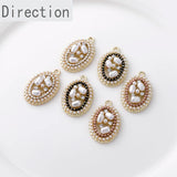 Alloy Pearl Oval Hollow Pendant for DIY Earrings Necklace