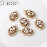 Alloy Pearl Oval Hollow Pendant for DIY Earrings Necklace