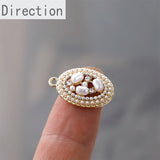 Alloy Pearl Oval Hollow Pendant for DIY Earrings Necklace