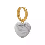 Natural Stone Heart Earrings - Sweet Romantic Style Jewelry
