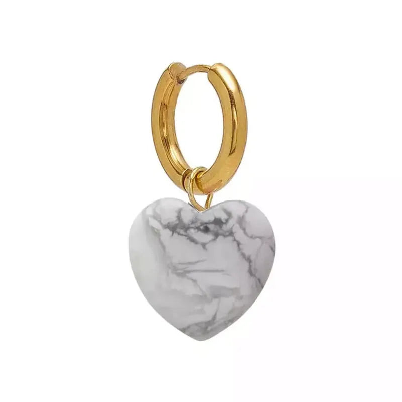 Natural Stone Heart Earrings - Sweet Romantic Style Jewelry