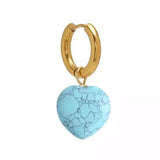 Natural Stone Heart Earrings - Sweet Romantic Style Jewelry