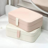 Jewelry Storage Box With Mirror For Travel PU Leather