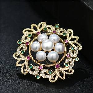 Baroque Brooches Crystal Freshwater Pearls Brooch Pins Scarf Jewelry