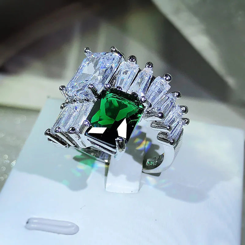 Vintage Zircon Wedding Band Ring Silver CZ Jewelry