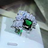 Vintage Zircon Wedding Band Ring Silver CZ Jewelry