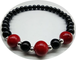 6mm Agate & Red 8mm Coral Bead Bracelet High-end Jewelry