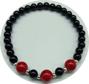 6mm Agate & Red 8mm Coral Bead Bracelet High-end Jewelry