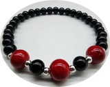 6mm Agate & Red 8mm Coral Bead Bracelet High-end Jewelry
