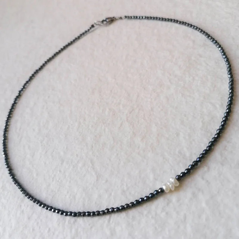 Crystal Beads Necklace Natural Pearl Pendant Various Colors Girls Neck Choker