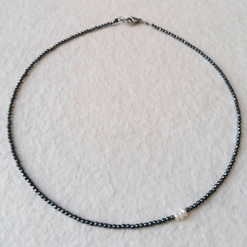 Crystal Beads Necklace Natural Pearl Pendant Various Colors Girls Neck Choker