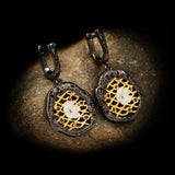 Bohemian Women's 925 Silver Earrings Hollow Cross Line Flower Earrings