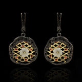 Bohemian Women's 925 Silver Earrings Hollow Cross Line Flower Earrings
