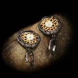 Bohemian Women's 925 Silver Earrings Hollow Cross Line Flower Earrings
