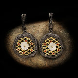 Bohemian Women's 925 Silver Earrings Hollow Cross Line Flower Earrings