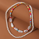 Boho Pearl Necklace Set for Women Romantic Wedding Engagement Gift