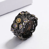 Boho Floral Women's Ring with Purple Zircon Wedding Bridal Jewelry