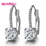 Bright Crystal 925 Silver Earrings CZ Rhinestone Jewelry For Women