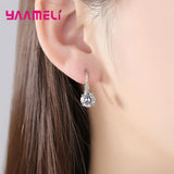 Bright Crystal 925 Silver Earrings CZ Rhinestone Jewelry For Women
