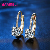 Bright Crystal 925 Silver Earrings CZ Rhinestone Jewelry For Women