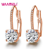 Bright Crystal 925 Silver Earrings CZ Rhinestone Jewelry For Women