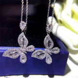 Butterfly Necklace AAAAA Zircon 925 Silver Jewelry Woman Wedding