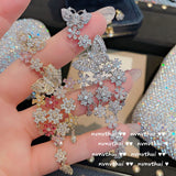 Butterfly Flower Drop Earrings Dangle Long Earring Wedding Banquet Jewelry
