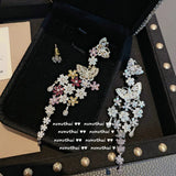 Butterfly Flower Drop Earrings Dangle Long Earring Wedding Banquet Jewelry