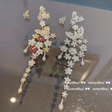Butterfly Flower Drop Earrings Dangle Long Earring Wedding Banquet Jewelry