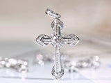 Classic Faith Cross Pendant Necklace Silver Crystal Zircon Sweater Chain