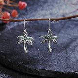 Colorful Zircon Coconut Tree Drop Earrings 925 Sterling Silver Creative Jewelry