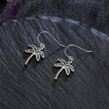 Colorful Zircon Coconut Tree Drop Earrings 925 Sterling Silver Creative Jewelry