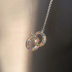Colorful Zirconia Pendant Necklace 925 Sterling Silver Charm