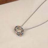 Colorful Zirconia Pendant Necklace 925 Sterling Silver Charm