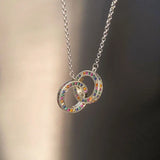 Colorful Zirconia Pendant Necklace 925 Sterling Silver Charm
