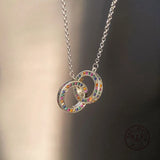 Colorful Zirconia Pendant Necklace 925 Sterling Silver Charm