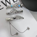 Spider Crystal Hair Clips Girls Headwear Punk Chain Tassel