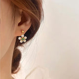 Zircon Flower Stud Earrings 925 Sterling Silver Wedding Jewelry